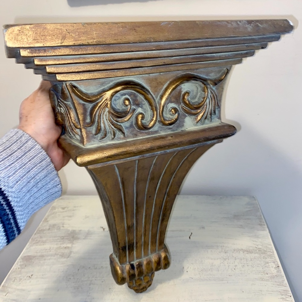 Ornate gold french country wall shelf shelving